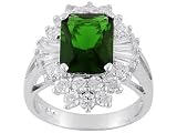 STERLING SILVER 4.32CTW BELLA LUCE EMERALD COLOR SIMULANT AND DIAMOND SIMULANT RING