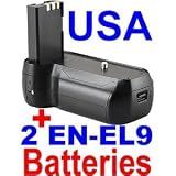 Professional Quality Battery Grip with Vertical Grip Shutter Release Button for Nikon D40 / D40X / D60 / D3000 / D5000 + 2 EN-EL9 Batteries