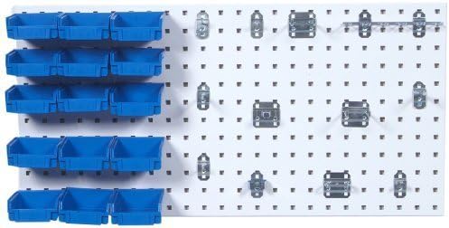 Triton Products LB18-1WHBB-Kit 18 In W x 36 In H Epoxy Steel Square Hole Pegboard Kit with Mounting Hardware, White, 43-Pack by Triton Products