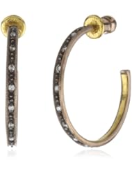 GURHAN "Capitone" White Diamond High Karat Gold and Alloy Hoop Earrings