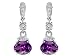 3.04 cts 925 Sterling Silver Oval Created Amethyst Earrings LIFETIME WARRANTEE