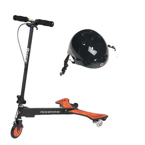 Razor Powerwing Caster Scooter Red and Black with Youth Helmet (Ages 8-14)