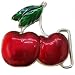 LUCKY RED DOUBLE CHERRIES ENAMEL BELT BUCKLE