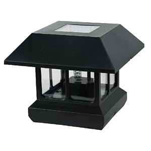 Paradise GL23124BK Plastic Solar Post Light with White LED and Clear Lens, Black by Paradise