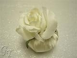 6 Scented Ivory Coloured Sachets with a White Velvet Rose - Perfumed with Rose Fragrance - Artificial Silk Flowers - Wedding Favour & Table Gift
