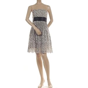 BCBG W.WHITE BLACK LACE SASH PARTY DRESS NEW 10