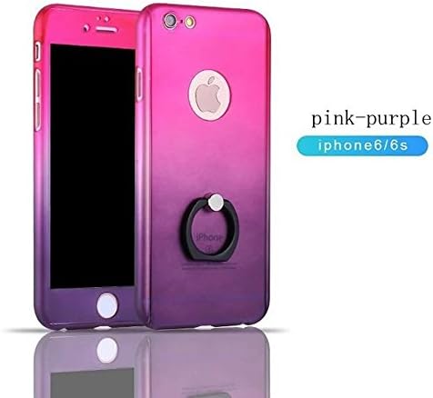 iphone 6/6s Plus Cove Case,8 colors hard hybrid PC gradual change iPhone Case with 360 Degree Rotating ring stent fingerring for iphone 6/6s Plus 5.5 inch (pink-purple 5.5)