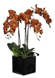 Artificial Triple-stem Phalaenopsis Orchid Arrangement Paprika Orange
