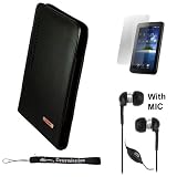 Black Deluxe Leather Slip In Portfolio Protector Case Cover for New Samsung Galaxy Tab ( P1000 Tablet Device ) * Includes a Durable Screen Protector * Includes a Crystal Clear High Quality HD Noise Filter Ear Buds