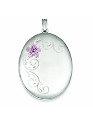 Genuine .925 Sterling Silver Enamel Flowers 34mm Oval Locket 8.7 Grams. 100% Satisfaction Guaranteed.