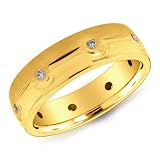 14K Yellow Gold Men's Diamond Band Ring