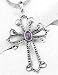 Sterling Silver Open Filigree Amethyst Cross Pendant with 18 Chain Necklace