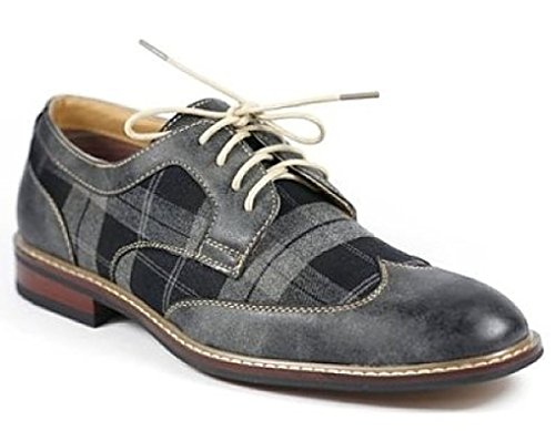 Ferro Aldo M-19266A Mens Lace Up Plaid Oxford Dress Classic Shoes, Grey, 11...