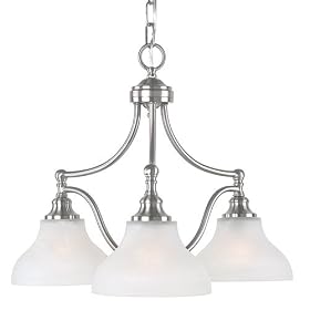 Royce Lighting RC700 3-12 Prescott 3-Light Chandelier with White Alabaster Glass, Brushed... by Royce Lighting