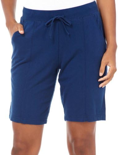 SunBay Petite Pull on Drawstring Bermuda Shorts Small Navy blue