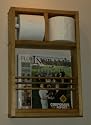 (MR-12) Solid Wood On the Wall Bathroom Magazine Rack, Toilet Paper Holder, Space for a Spare Roll, Enamel Finish, or Stain Finish 3.5" Deep, wall or surface mounts with only two screws, accommodates both single and double size rolls