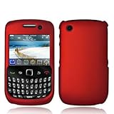 Red Rubberized Snap-On Hard Skin Case Cover for Blackberry Curve 8520 8530  ....