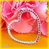 14K Angled Pink Sapphire & Diamond Heart Pendant