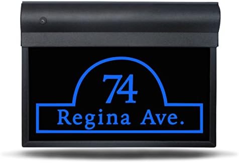 Sight Lights Personalized and Customized Illuminated LED Address Sign, The Arch Style with Street Name, 14 Inch, Bright Blue