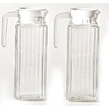 Amici Optic Refrigerator Pitchers, 9-1/2-Inch Tall And 36-Ounce, Set of 2