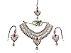 Ethnic Indian Bollywood Jewelry Set Red Blue Stones Polki Necklace Set with Maang Tikka
