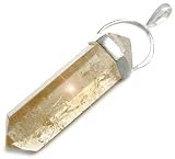 Talisman For Money Crystal Point Silver Pendant In Citrine