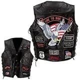 Diamond Plate Rock Design Genuine Buffalo Leather Vest 5x Buffalo Nickel Style Snaps 14 Patches