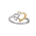 Diamond-Accent Sterling Silver Ring with 2 Hearts