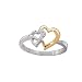 Diamond-Accent Sterling Silver Ring with 2 Hearts