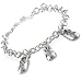Sterling Silver & Gemstones Baby Shoes Charm Bracelet - 7.5