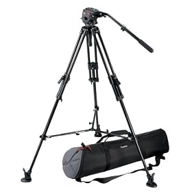 Bogen / Manfrotto Pro Video Kit w/351MVB2 Aluminum Tripod Legs, 501 Pro Fluid Head, 75mm Half Ball, Spreader, Shoes & MBAG90P Padded Case