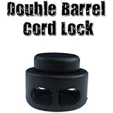 Paracord Planet Double Barrel Black Cord Lock Draw String Toggle Stopper - Choose from 5, 10, & 20 Pack Sizes