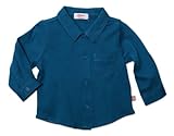 Zutano Little Boys' Primary Solid Long Sleeve Button Shirt, Pagoda, 2T