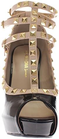 Fabulous Designer's Women's Peep Toe Studded High Heel Pumps Black 7
