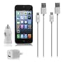 Zeimax� Cable, Car & Wall Charger Set -Includes (2) 3 Ft Cable, (1) Car Charger, and (1) Wal Charger. USB Sync Data / Charging Lightning White 3 Ft Cable for iPhone 5 iPad Mini iPod Touch 5th Gen