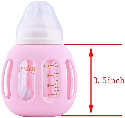 Usabestdeal® Baby Feeding Bottle Set, Including: 120ml Heat-resisting Nursing Bottle + Anti-drop Baby Bottle Holder + Wide Silicone Simulation Nipple +Dustproof Bottle Cap, Be Suited for Baby Less Than 6 Months. (Pink-120ml)