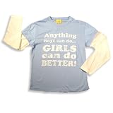 Sweet and Sour by Junk Food - Girls Long Sleeve Anything Boys Can Doa T-Shirt, Blue, White