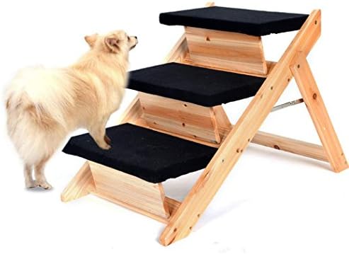 Dealkoo Pet Folding 2-in-1 Stairs Ramp Non Slip Sturdy Wooden Step Dog Cat Animal Ladder