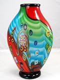 Murano Design Glass Modern Rainbow Millefiori Vase 2526