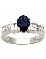 14K White Gold Sapphire and Diamond Ring -- LIFETIME WARRANTY