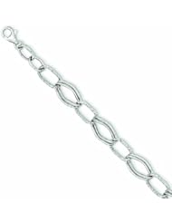 14K White Gold Polished Fancy Link Bracelet 7.5 Inches