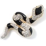 Mesmerizing Black Swarovski Crystal Snake Brooch