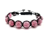 Nambeads � PINK Swarovski Crystal Bead SHAMBALLA BRACELET with 9 Iced out Disco ball beads covered in crystals and 4 highly polished Hematite beads. Beautiful handmade high quality Celebrity Fashion bracelet. Check our range of colours.