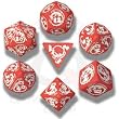 Q-Workshop Polyhedral 7-Die Set: Carved Dragon Dice Set (Red and White)