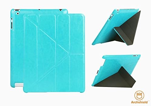 Archshield - iPad 2, 3 &amp; 4 Folio Cover Case - Slim Fit Smart Stand Auto Wake / Sleep (Aqua Blue)