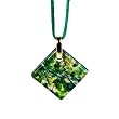 Murano Glass Pendant Jewelry - Square L Green/Gold Style3