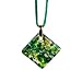 Murano Glass Pendant Jewelry - Square L Green/Gold Style3