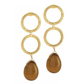 Sheila Fajl Tiger Eye Circle Drop Earrings