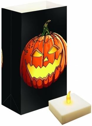 LumaBase 77706 Battery Operated Timer Luminaria Kit, Jack O' Lantern