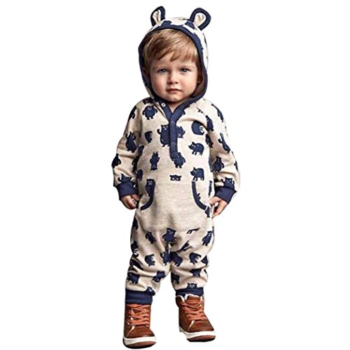 Ecosin Baby Boy Girl Winter Cartoon Hoodie Romper Warm Coat Outwear Clothes